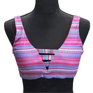 Becca By Rebecca Virtue Reversable Bikini Top With Pads NWT Size D Cup